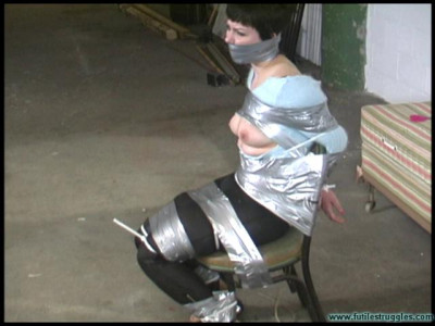 Alison in sweater and hotpants Ziptied and Duct Taped - Part 2